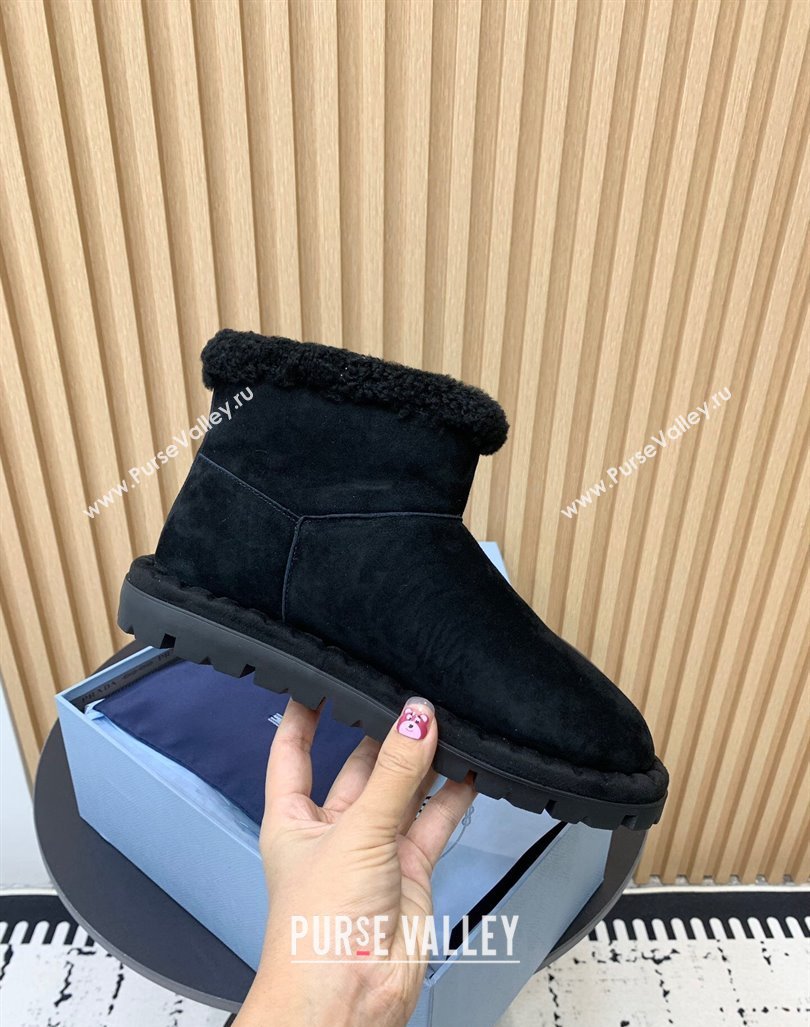 Prada Suede and Wool Snow Boots Black 2024 PR101105 (KER-241011098)