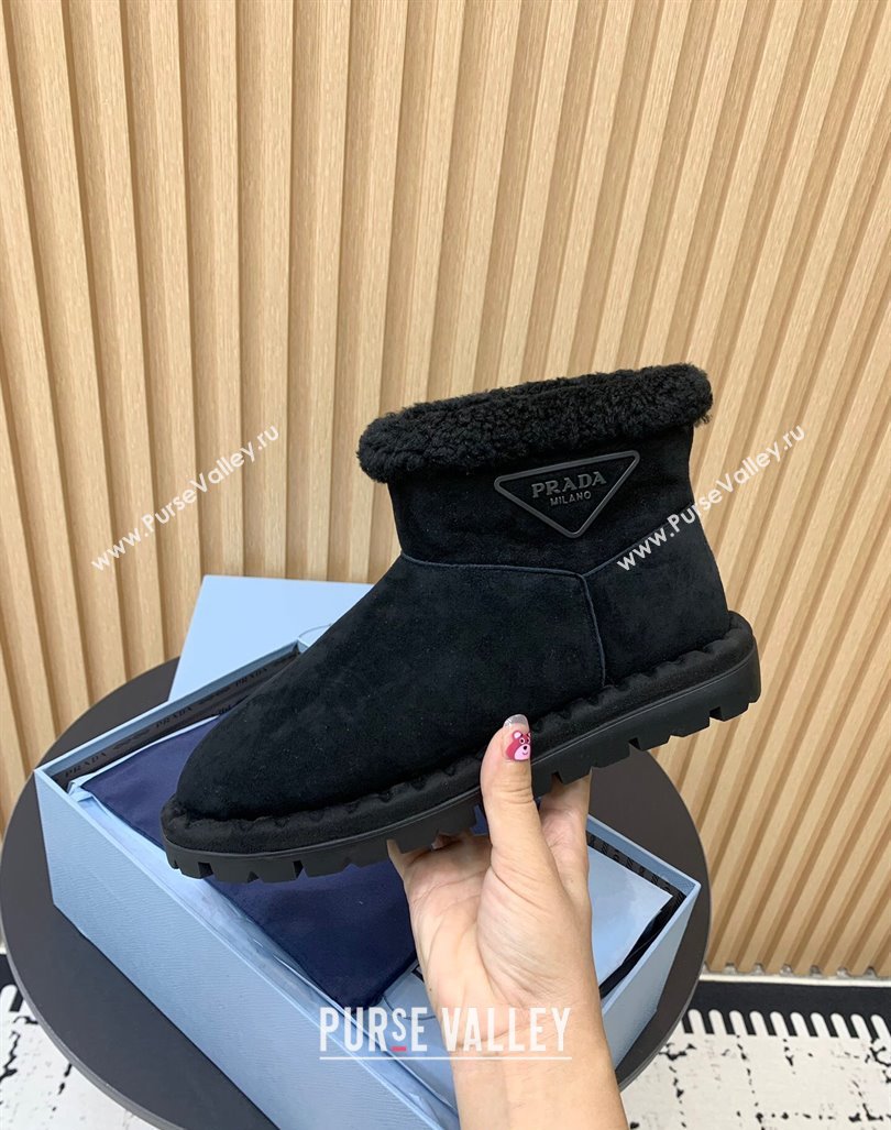 Prada Suede and Wool Snow Boots Black 2024 PR101105 (KER-241011098)