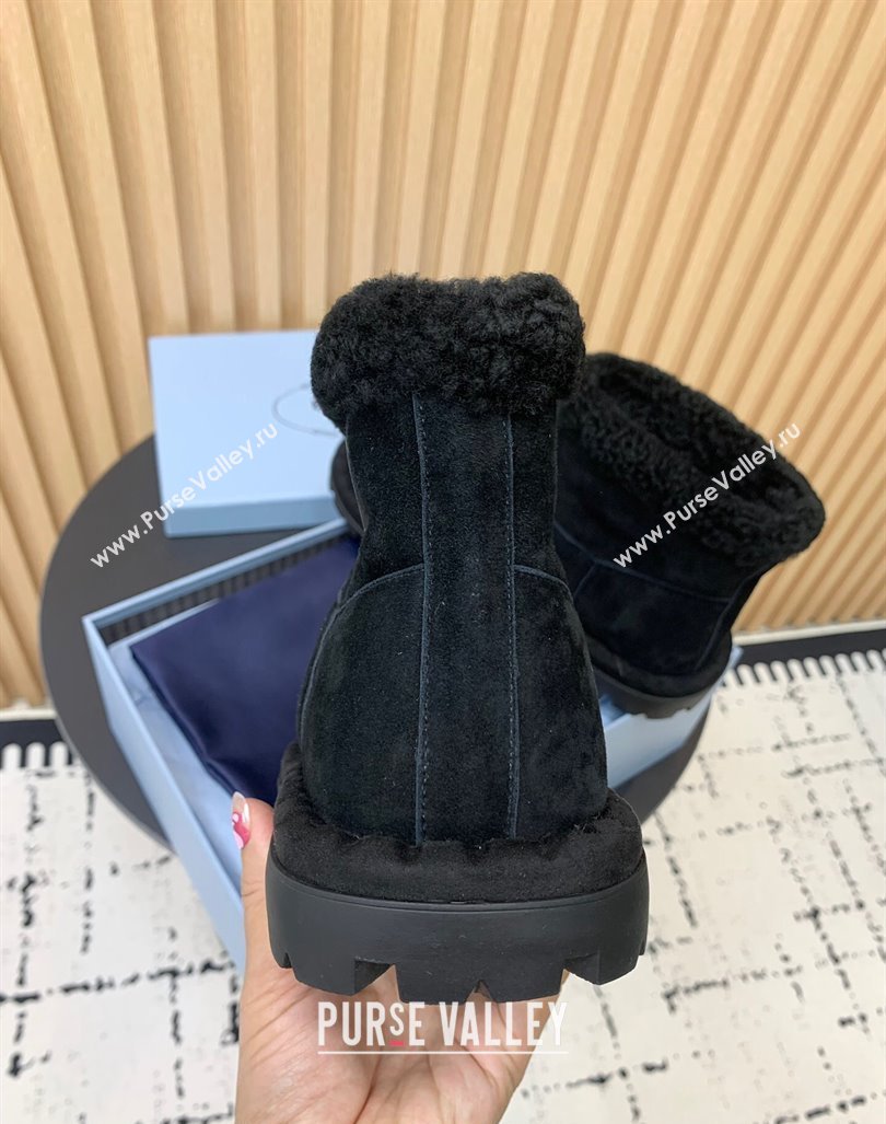 Prada Suede and Wool Snow Boots Black 2024 PR101105 (KER-241011098)