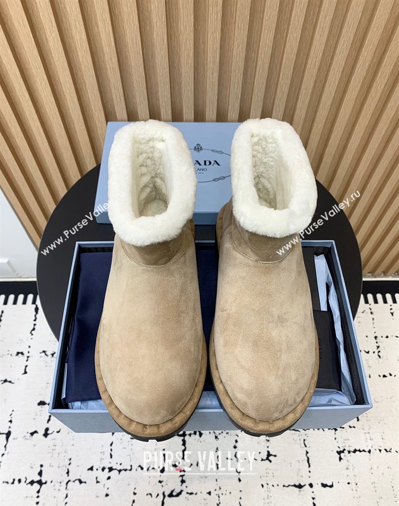 Prada Suede and Wool Snow Boots Beige 2024 PR101105 (KER-241011099)