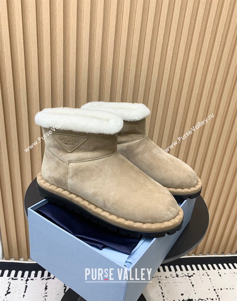 Prada Suede and Wool Snow Boots Beige 2024 PR101105 (KER-241011099)