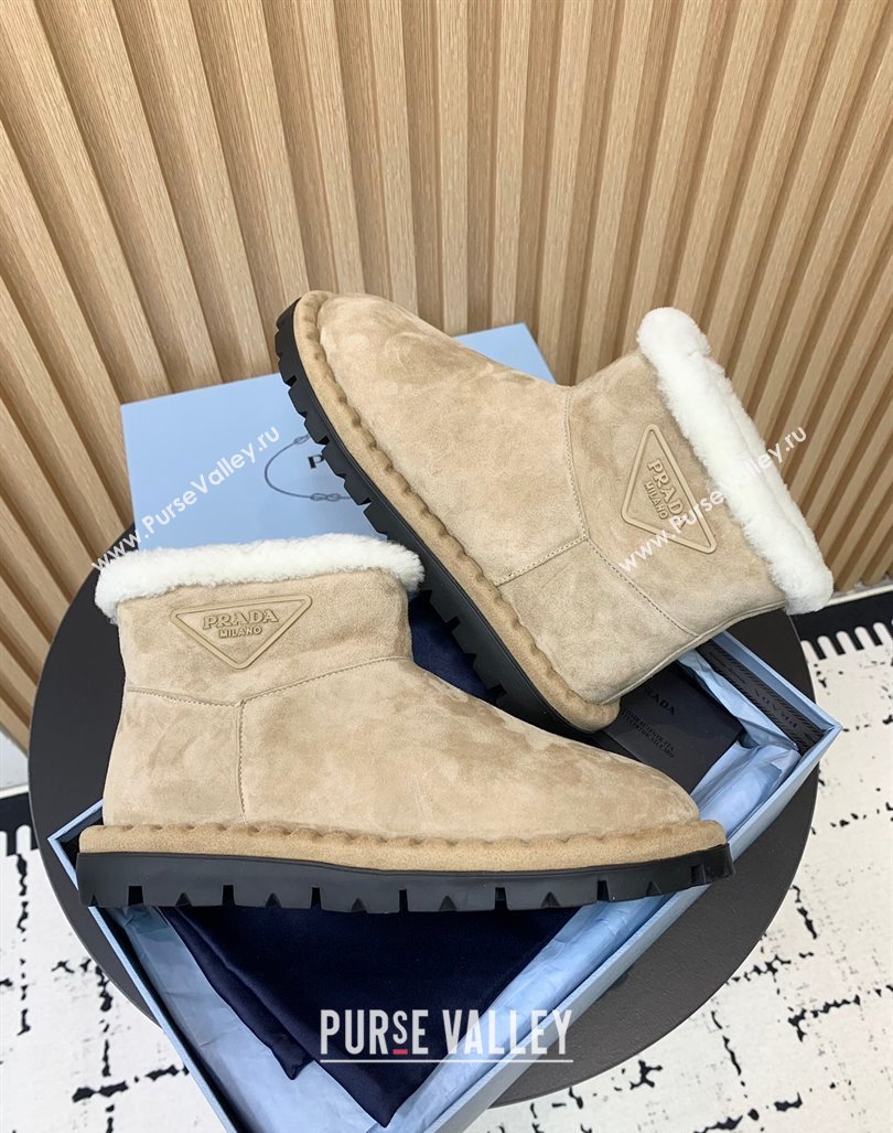 Prada Suede and Wool Snow Boots Beige 2024 PR101105 (KER-241011099)