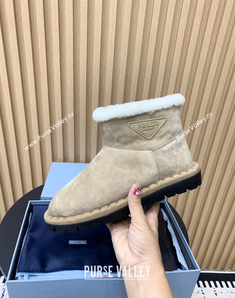 Prada Suede and Wool Snow Boots Beige 2024 PR101105 (KER-241011099)