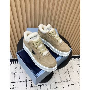 Prada Suede and Wool Sneakers Beige 2024 PR101106 (KER-241011101)