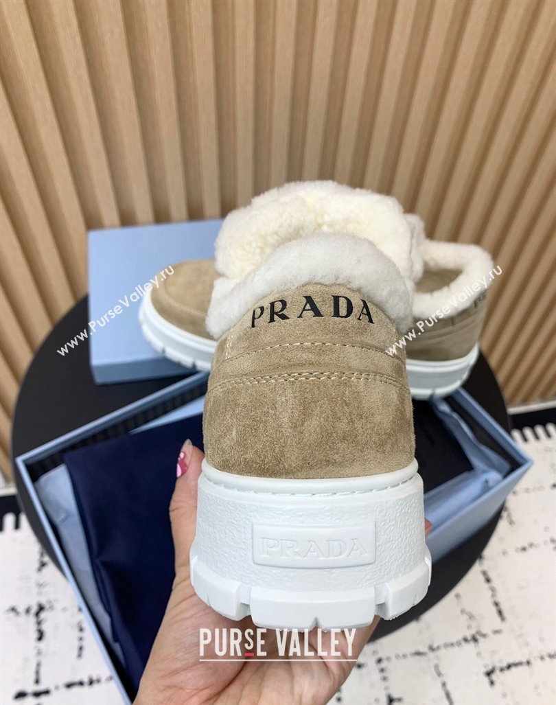 Prada Suede and Wool Sneakers Beige 2024 PR101106 (KER-241011101)