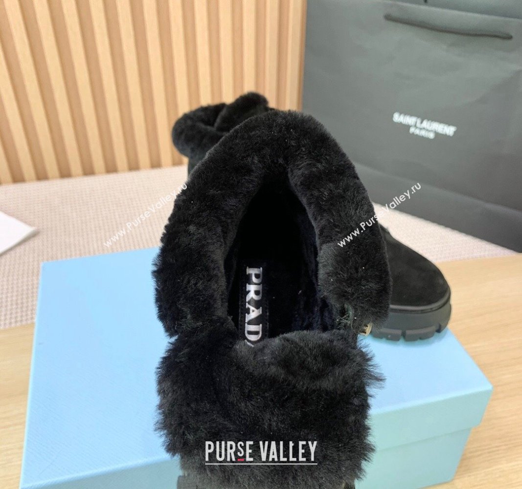 Prada Suede and Wool Platform High-top Sneakers 5cm Black PR090401 (KER-241011104)