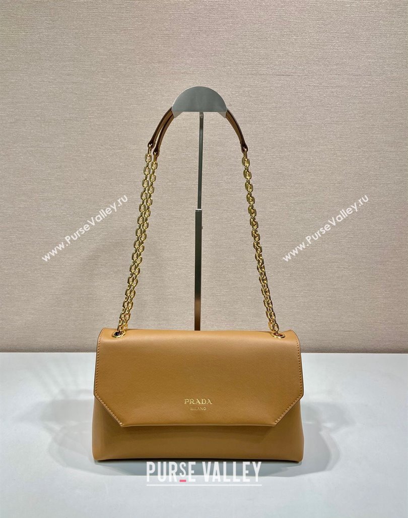 Prada Medium leather shoulder bag Dark Beige 2024 1BD371 (YZ-241031036)