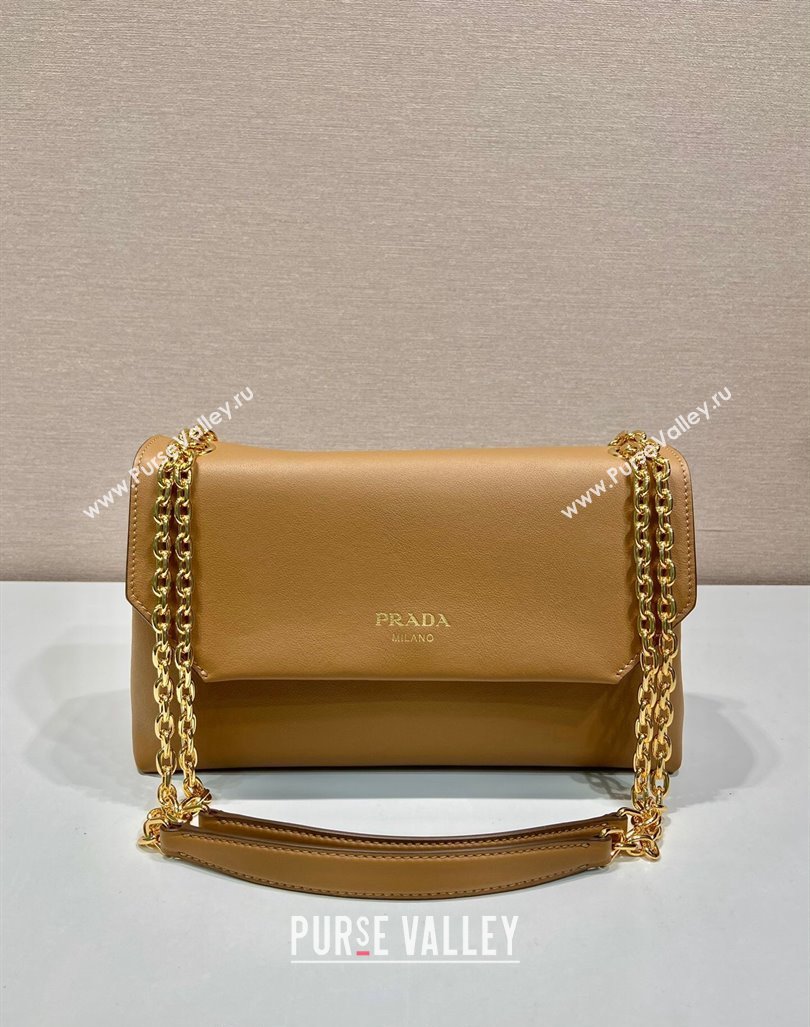 Prada Medium leather shoulder bag Dark Beige 2024 1BD371 (YZ-241031036)