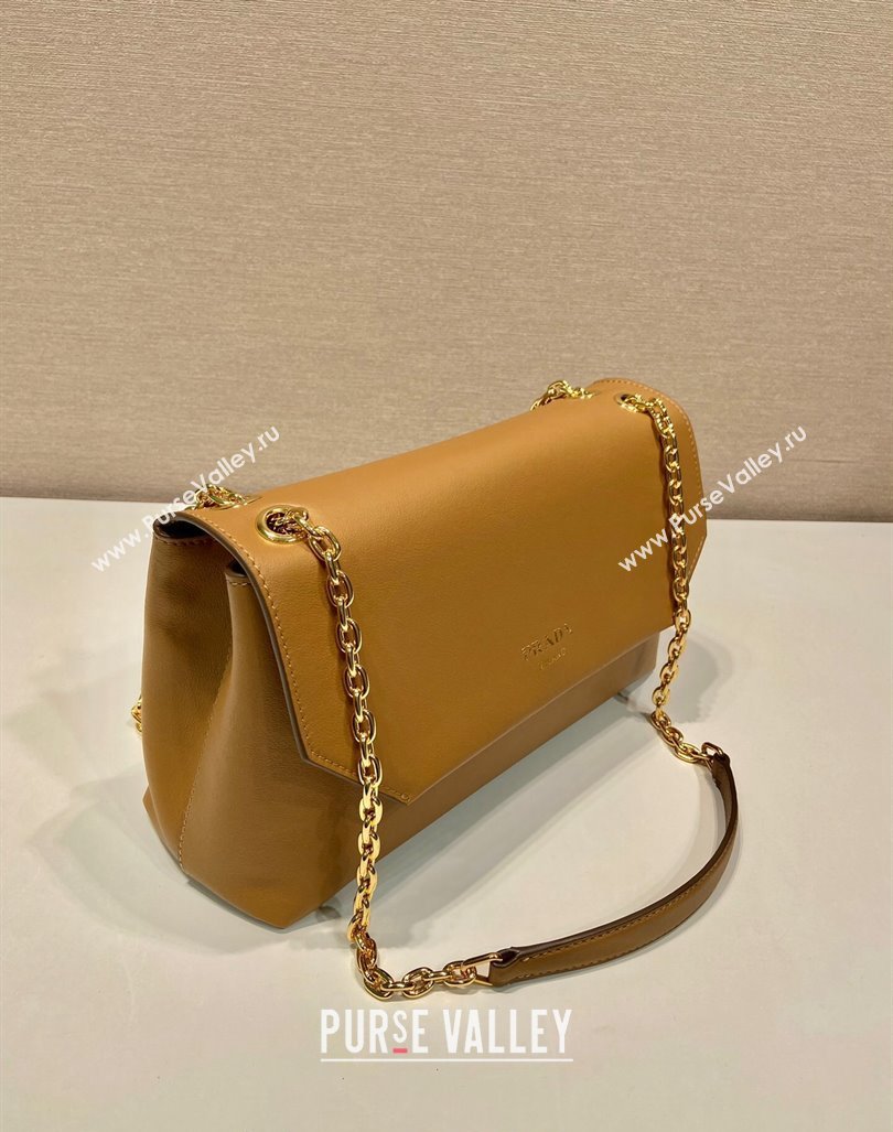 Prada Medium leather shoulder bag Dark Beige 2024 1BD371 (YZ-241031036)