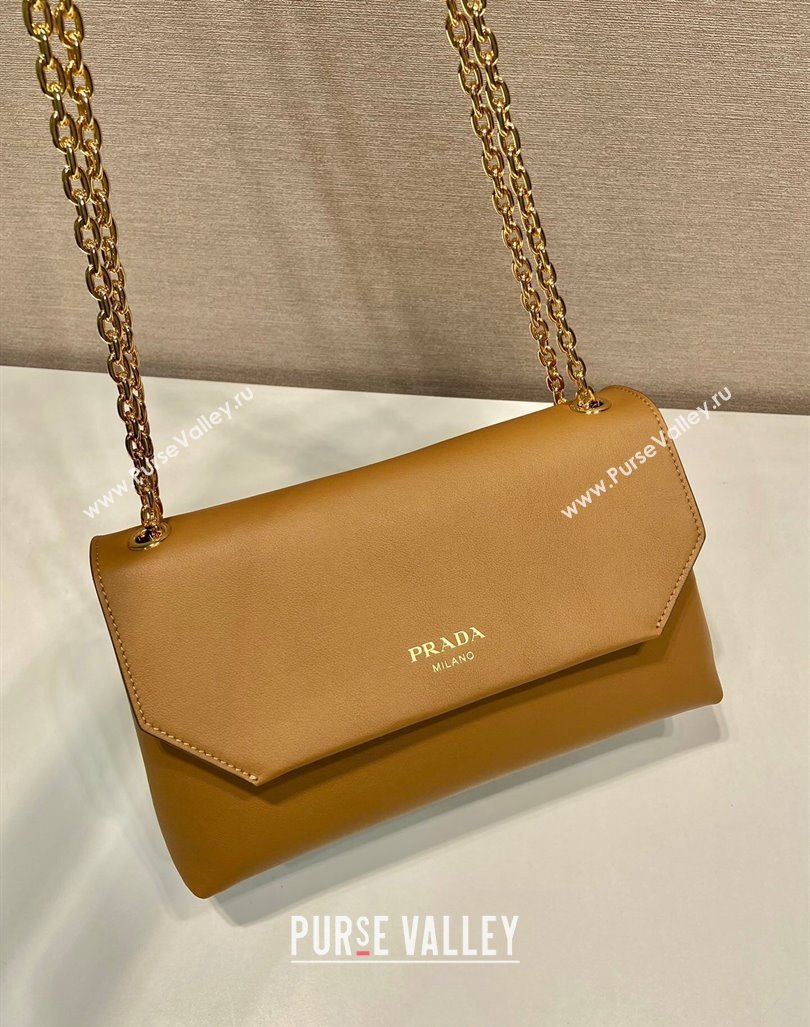 Prada Medium leather shoulder bag Dark Beige 2024 1BD371 (YZ-241031036)