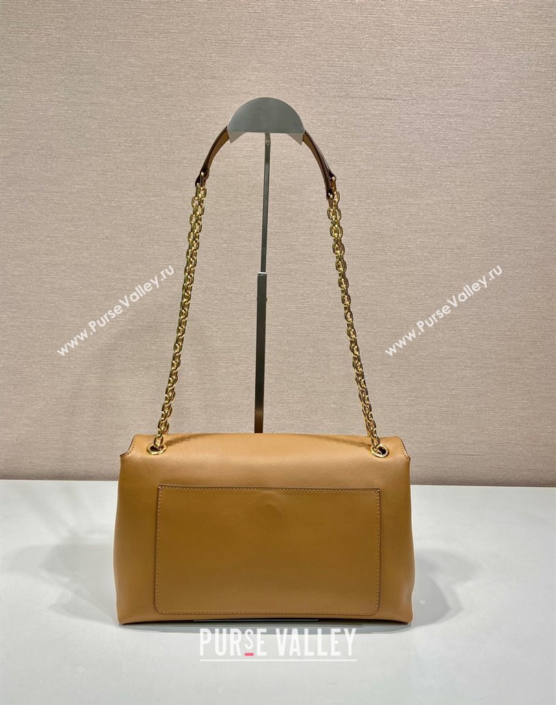 Prada Medium leather shoulder bag Dark Beige 2024 1BD371 (YZ-241031036)