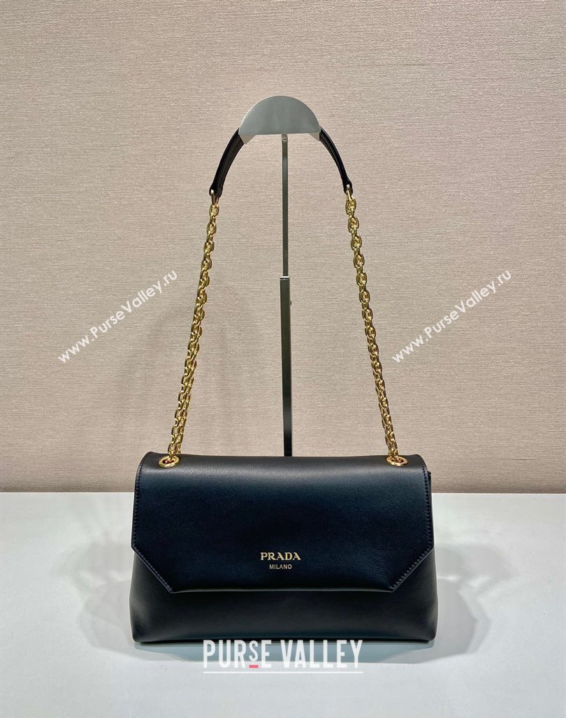 Prada Medium leather shoulder bag Black 2024 1BD371 (YZ-241031037)