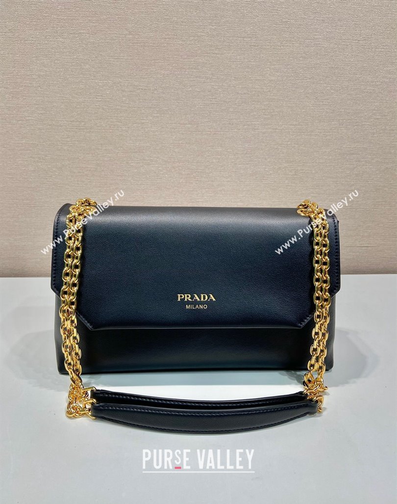 Prada Medium leather shoulder bag Black 2024 1BD371 (YZ-241031037)