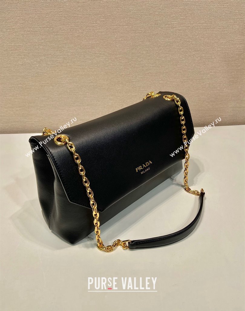 Prada Medium leather shoulder bag Black 2024 1BD371 (YZ-241031037)