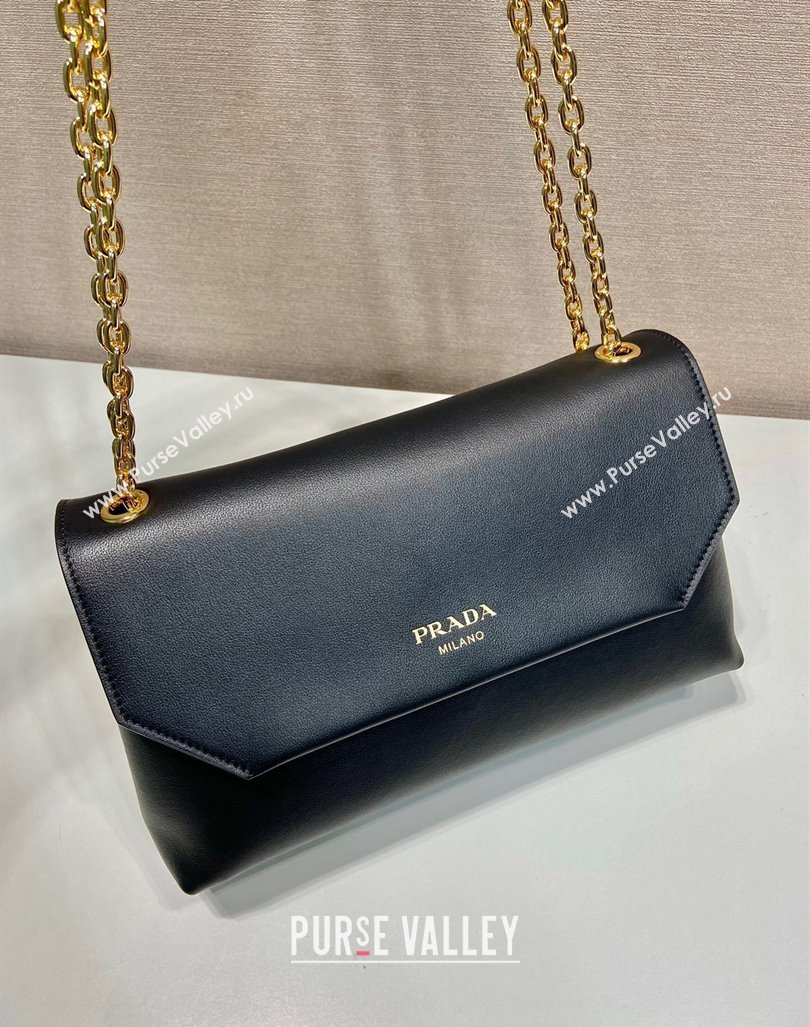 Prada Medium leather shoulder bag Black 2024 1BD371 (YZ-241031037)