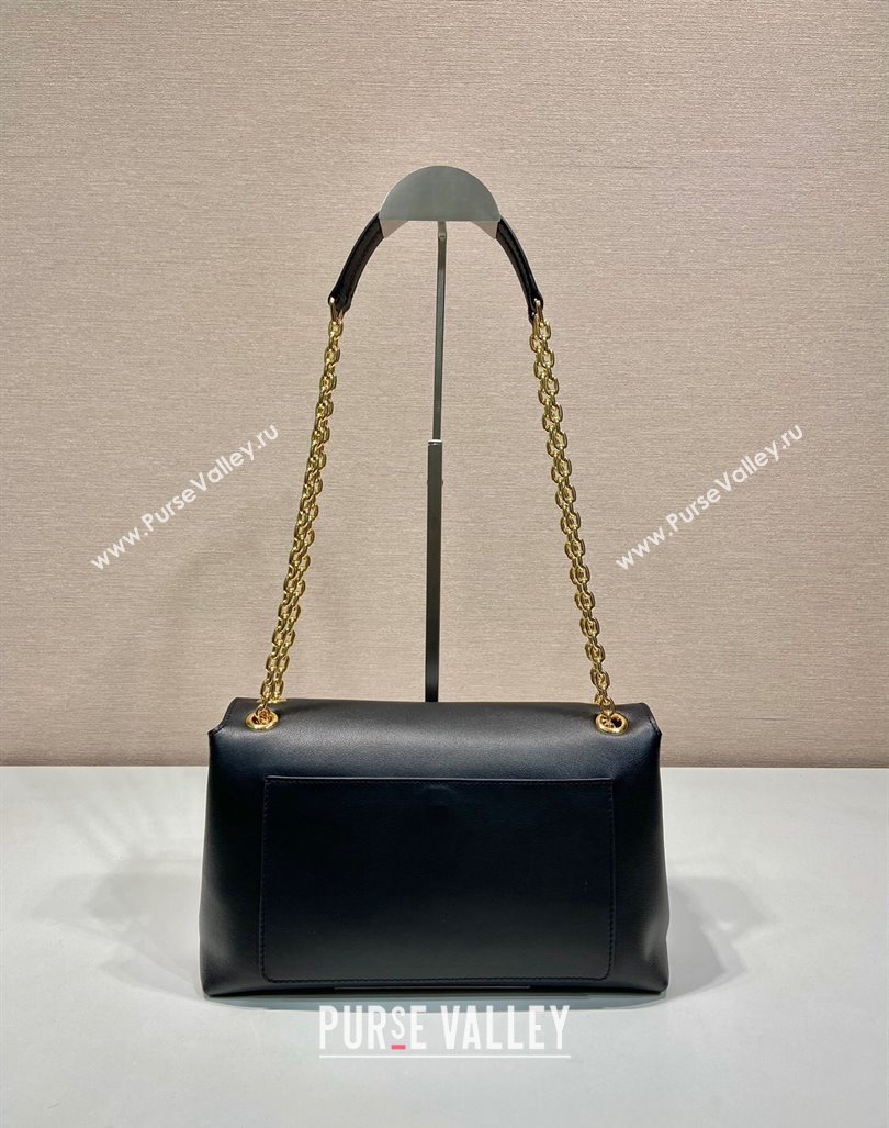 Prada Medium leather shoulder bag Black 2024 1BD371 (YZ-241031037)