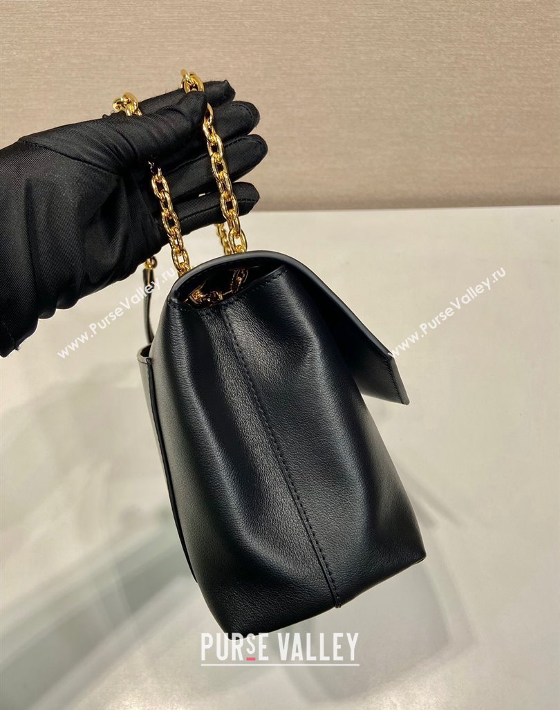 Prada Medium leather shoulder bag Black 2024 1BD371 (YZ-241031037)