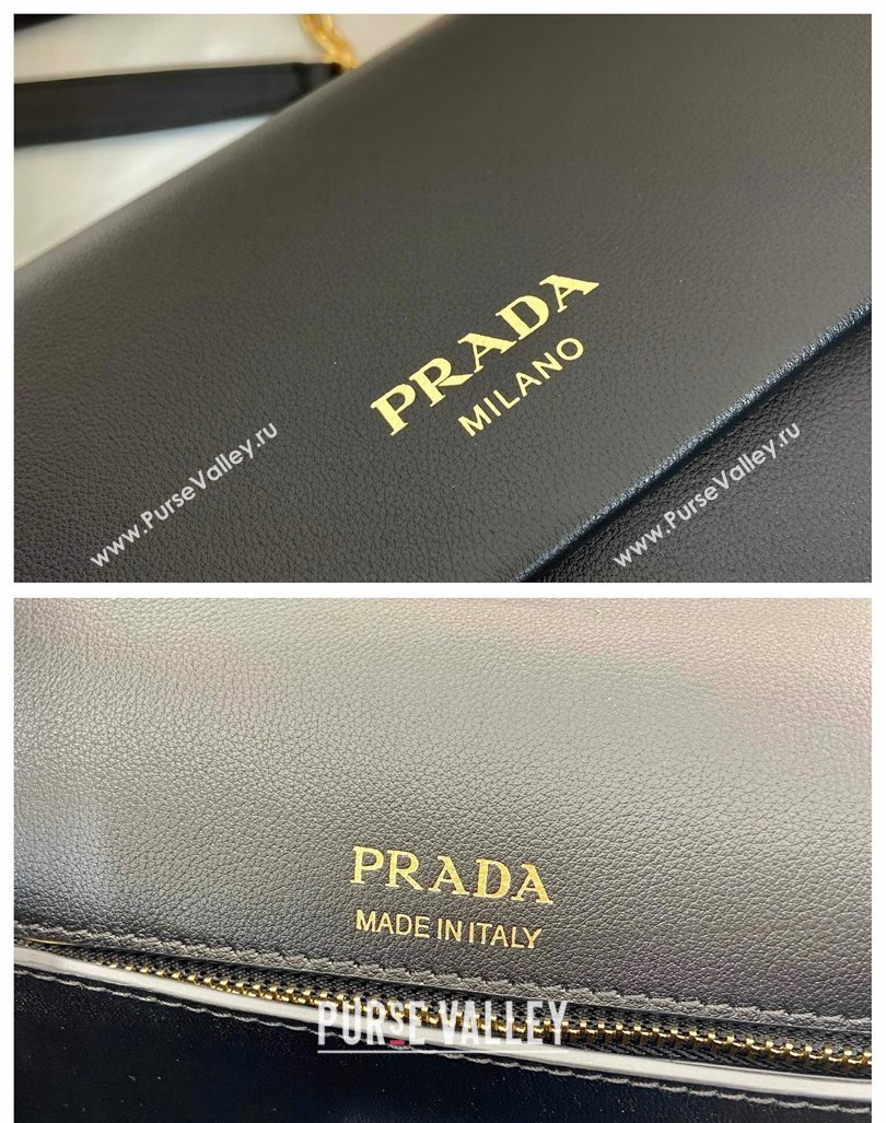 Prada Medium leather shoulder bag Black 2024 1BD371 (YZ-241031037)