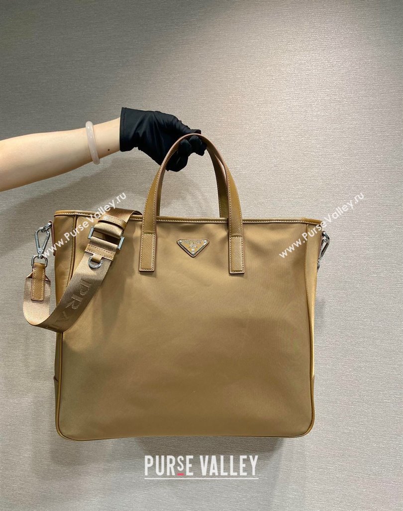 Prada Mens Re-Nylon and Saffiano leather tote bag Cork Beige 2024 2VG064 (YZ-241031038)