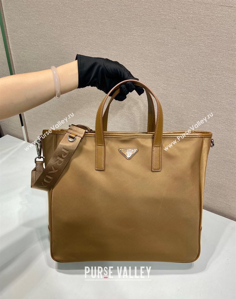 Prada Mens Re-Nylon and Saffiano leather tote bag Cork Beige 2024 2VG064 (YZ-241031038)