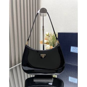 Prada Cleo Patent Leather Hobo Bag 1BC499 Black 2024 (YZ-241031040)