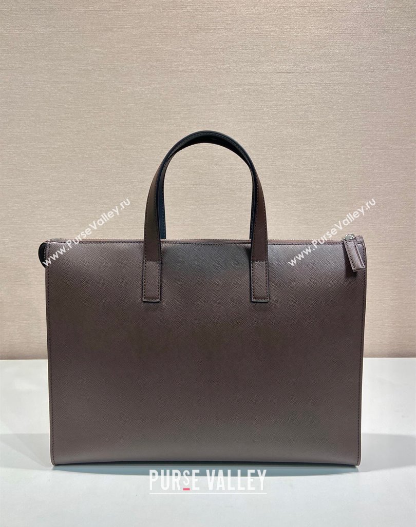 Prada Mens Saffiano leather tote bag Coffee Brown 2024 2VG039 (YZ-241031045)