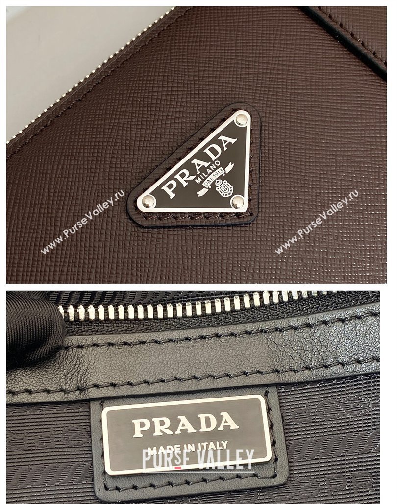 Prada Mens Saffiano leather tote bag Coffee Brown 2024 2VG039 (YZ-241031045)