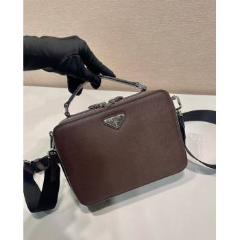 Prada Mens Medium Prada Brique Saffiano leather top handle bag Coffee Brown 2024 2VH069 (YZ-241031044)