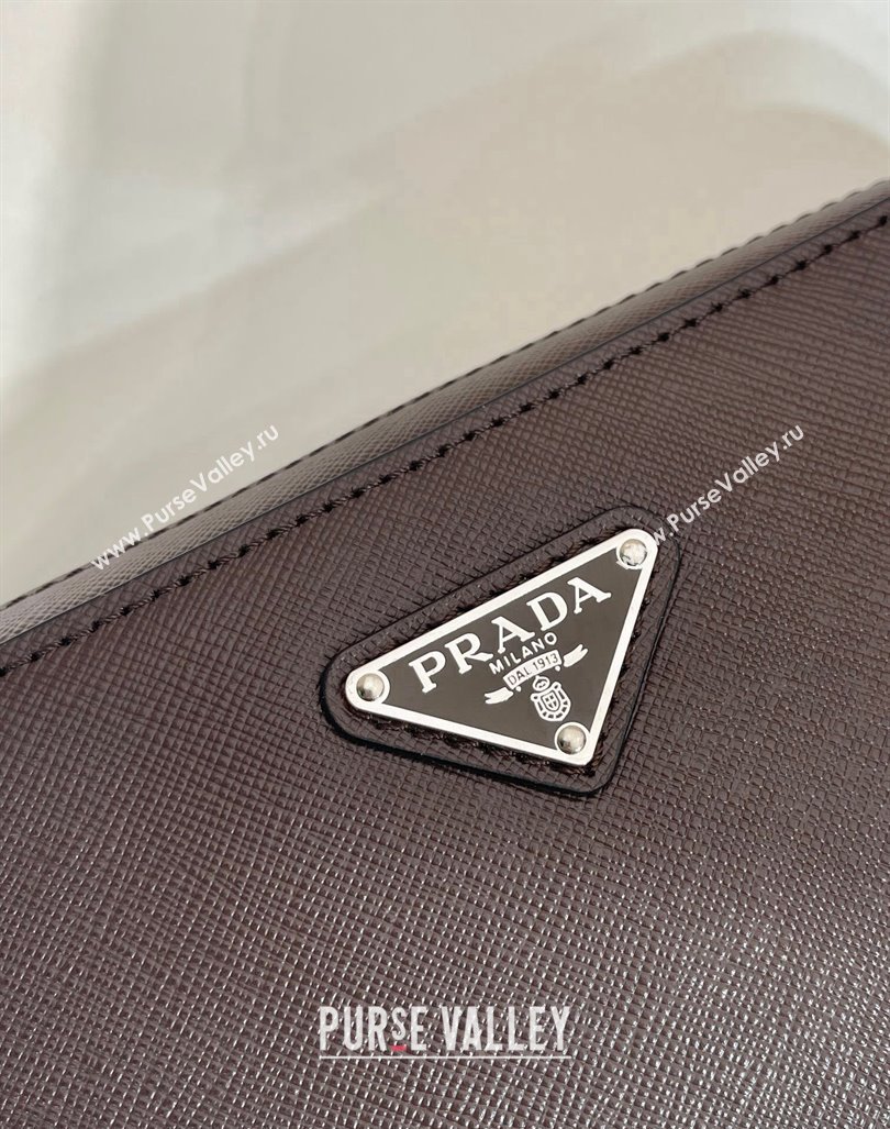 Prada Mens Saffiano Leather Clutch Coffee Brown 2024 2VF017 (YZ-241031047)