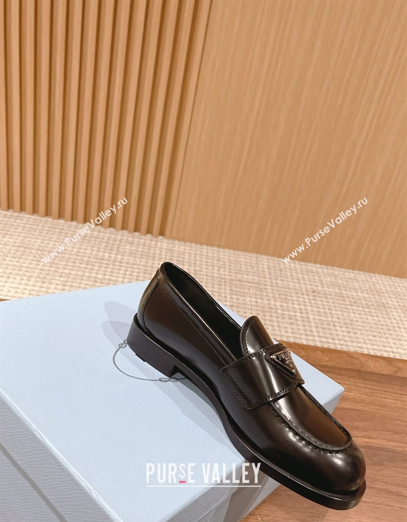 Prada Brushed Leather Loafers Black 2024 1D902M (KL-241114130)