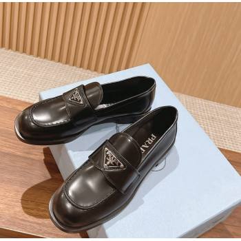 Prada Brushed Leather Loafers Black 2024 1D902M (KL-241114130)