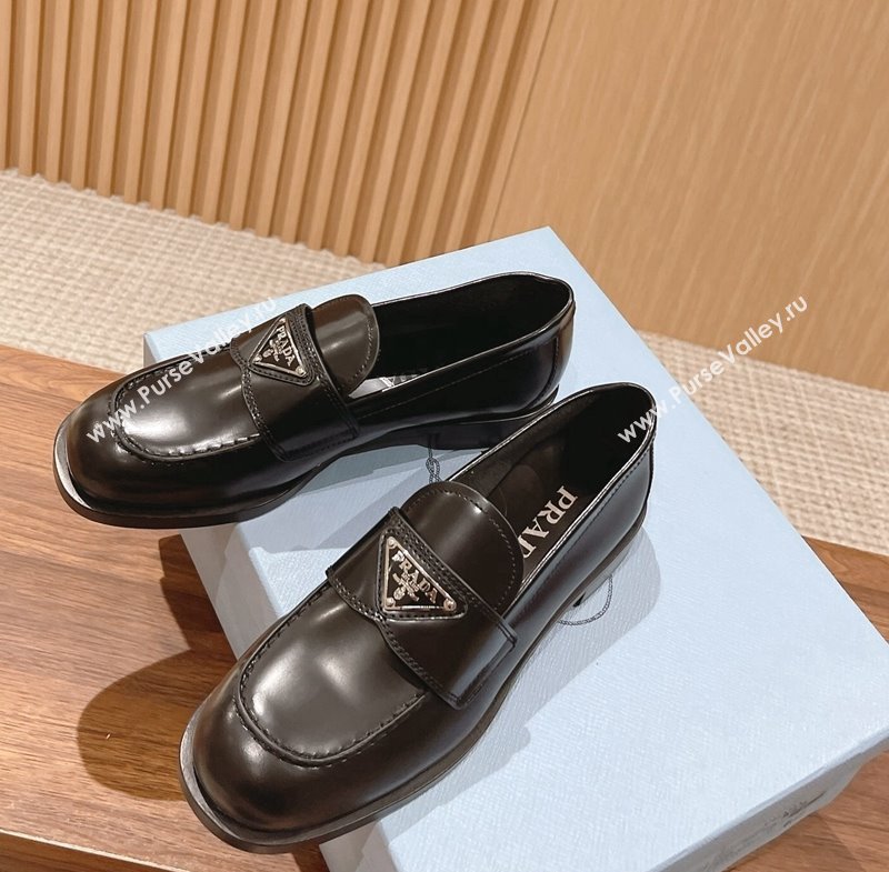 Prada Brushed Leather Loafers Black 2024 1D902M (KL-241114130)