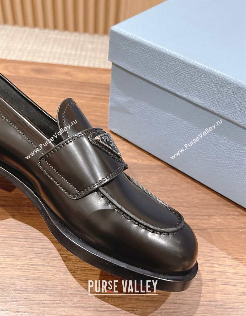 Prada Brushed Leather Loafers Black 2024 1D902M (KL-241114130)