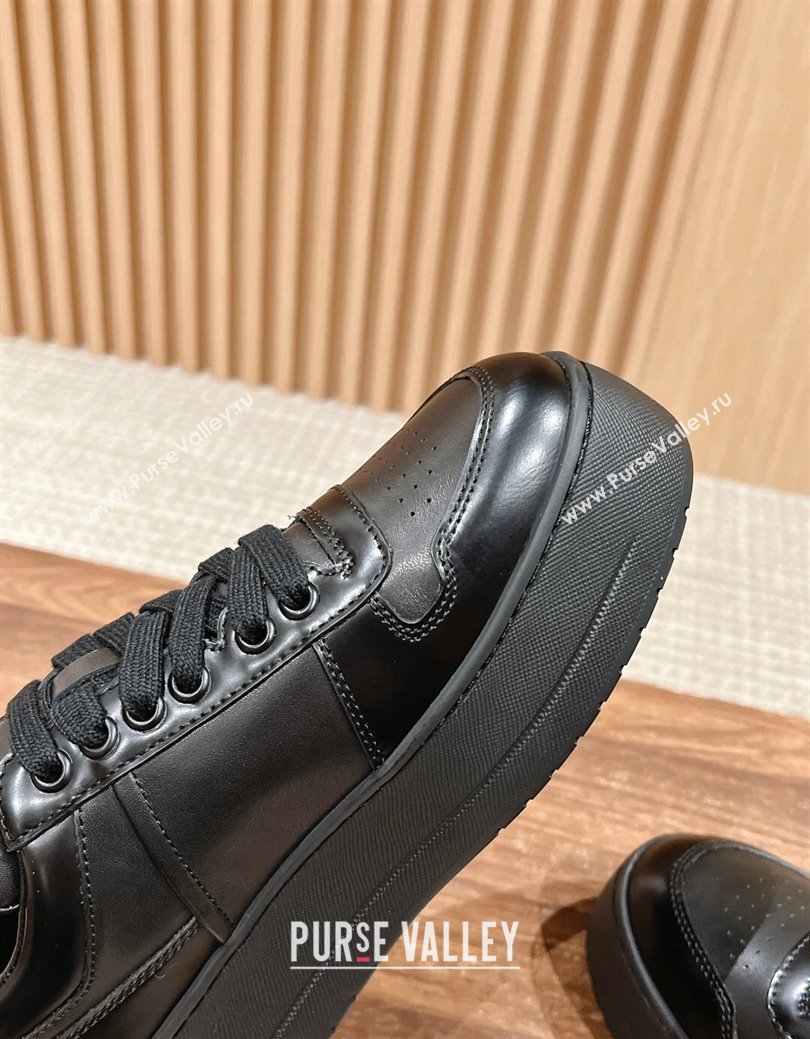 Prada Leather Platform Sneakers Black 2024 PR111501 (KL-241115001)