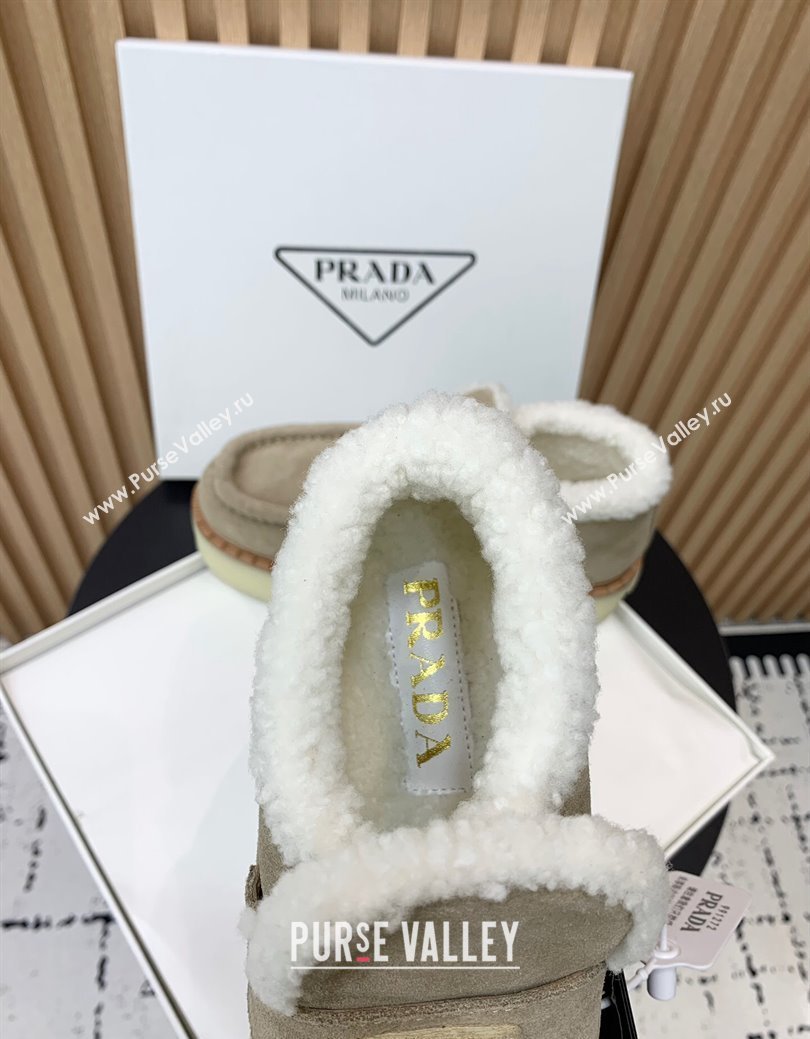 Prada Suede Wool Platform Slip-on Ankle Boots Dusty Beige 2024 PR090406 (KER-241115024)