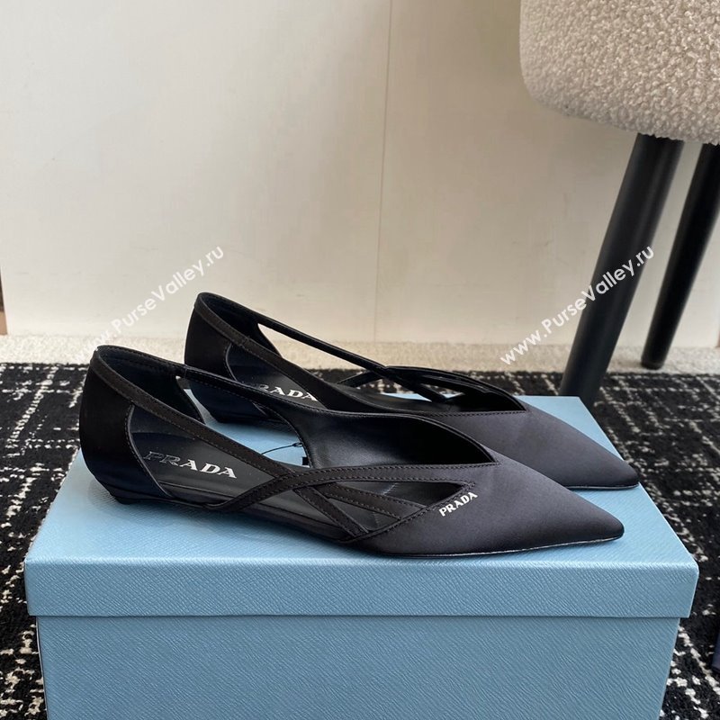 Prada Satin cut-out ballerinas flat Black 2024 1I741N (KL-241115072)