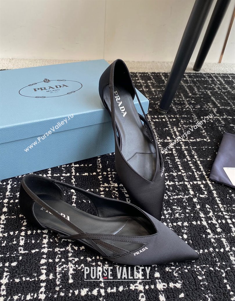 Prada Satin cut-out ballerinas flat Black 2024 1I741N (KL-241115072)