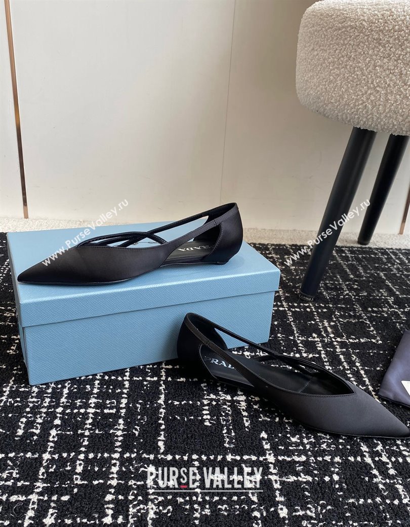 Prada Satin cut-out ballerinas flat Black 2024 1I741N (KL-241115072)