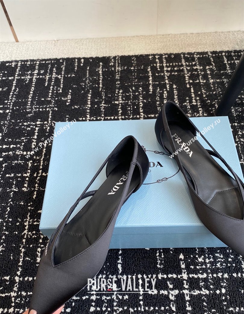 Prada Satin cut-out ballerinas flat Black 2024 1I741N (KL-241115072)