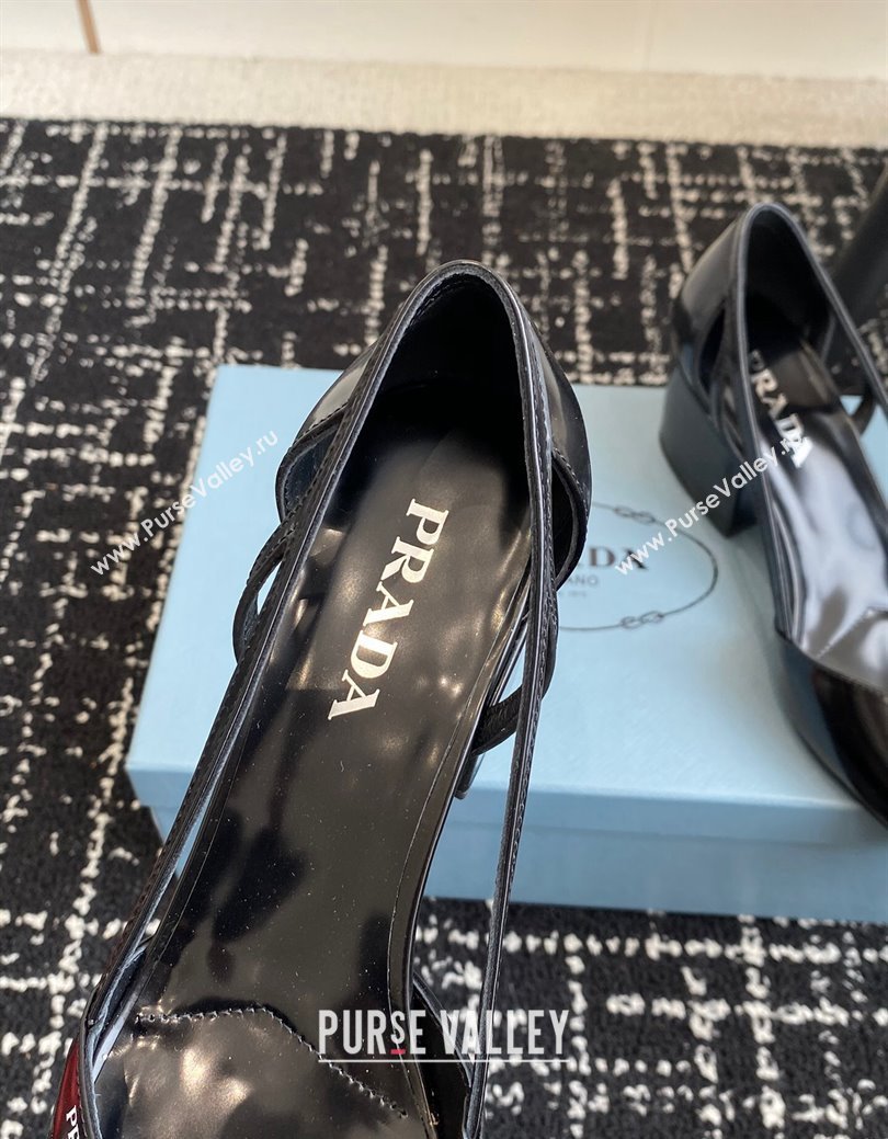 Prada Brushed leather cut-out pumps 6.5cm Black 2024 1I736N (KL-241115075)