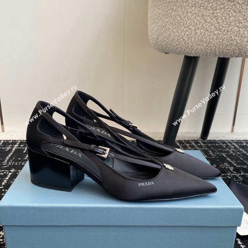 Prada Satin cut-out pumps 6.5cm Black 2024 1I740N (KL-241115083)