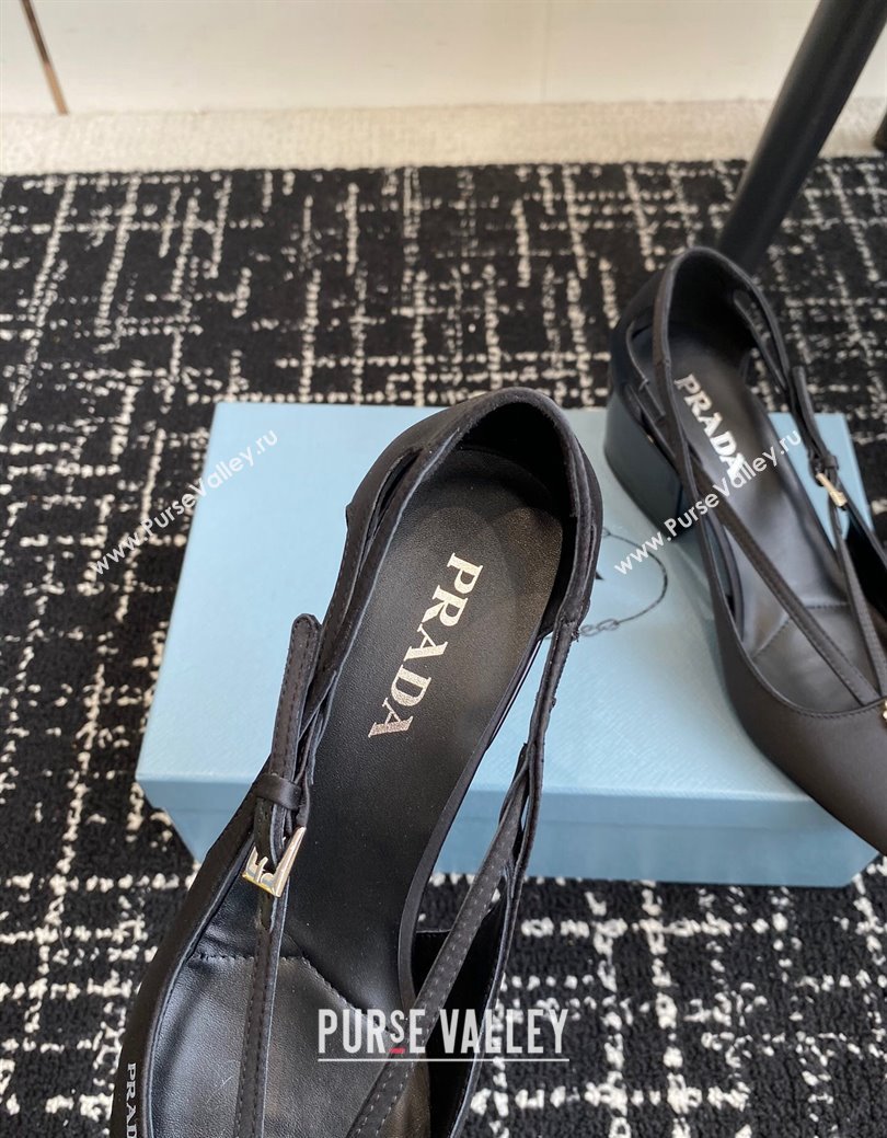 Prada Satin cut-out pumps 6.5cm Black 2024 1I740N (KL-241115083)