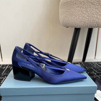 Prada Satin cut-out pumps 6.5cm Royal Blue 2024 1I740N (KL-241115090)