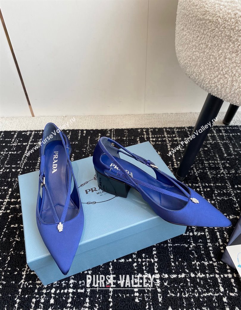 Prada Satin cut-out pumps 6.5cm Royal Blue 2024 1I740N (KL-241115090)