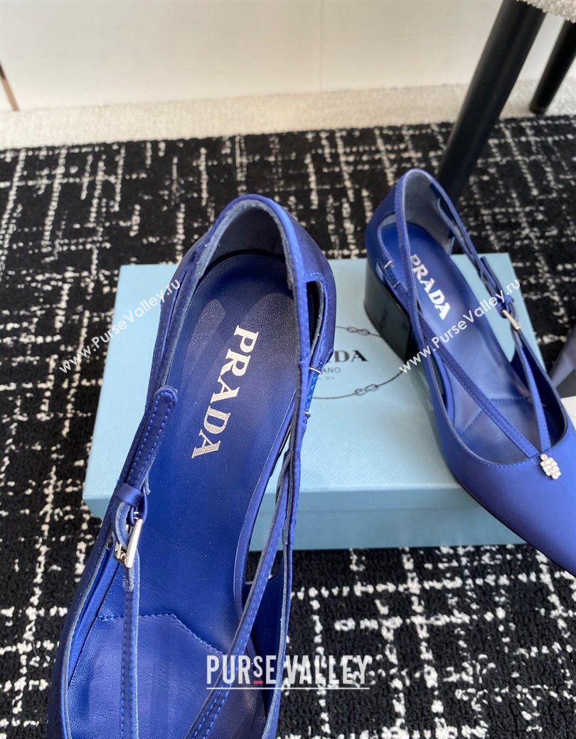 Prada Satin cut-out pumps 6.5cm Royal Blue 2024 1I740N (KL-241115090)