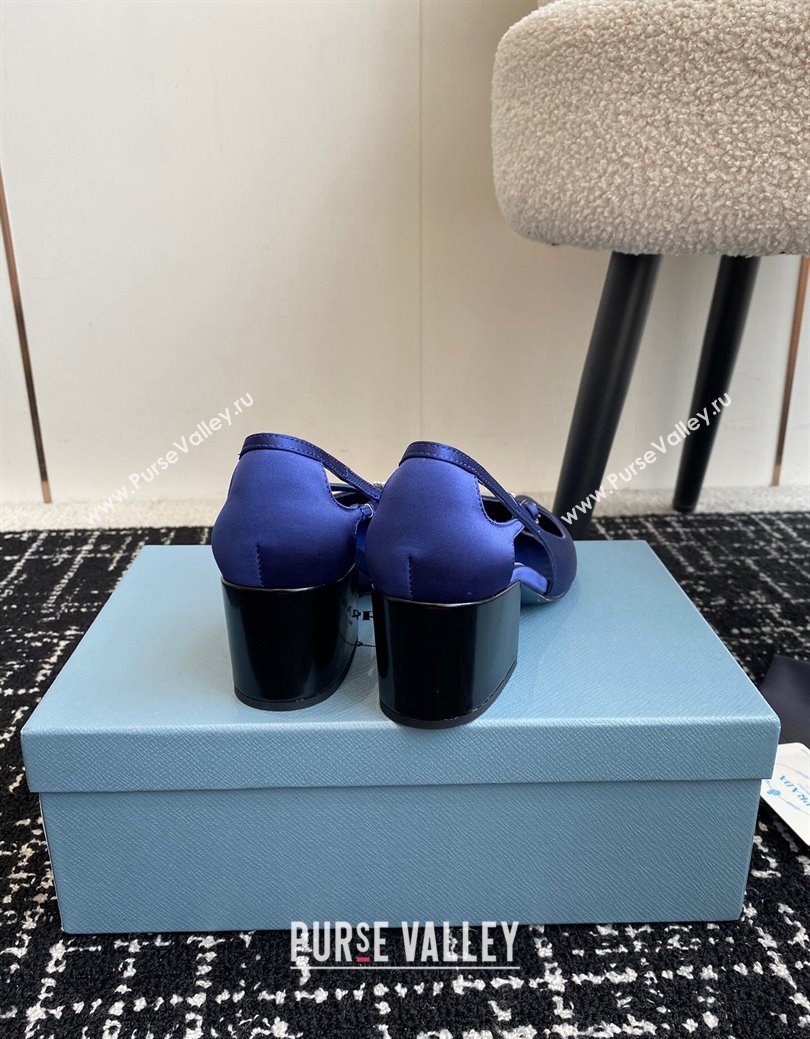 Prada Satin cut-out pumps 6.5cm Royal Blue 2024 1I740N (KL-241115090)