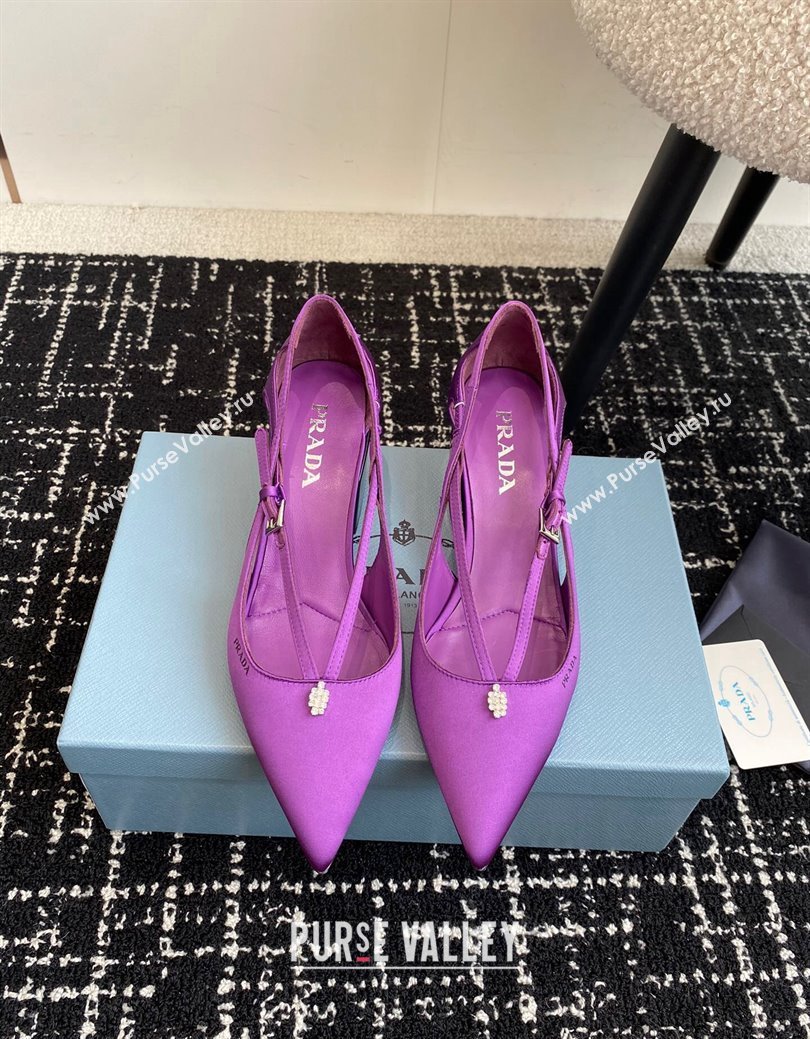 Prada Satin cut-out pumps 6.5cm Purple 2024 1I740N (KL-241115092)