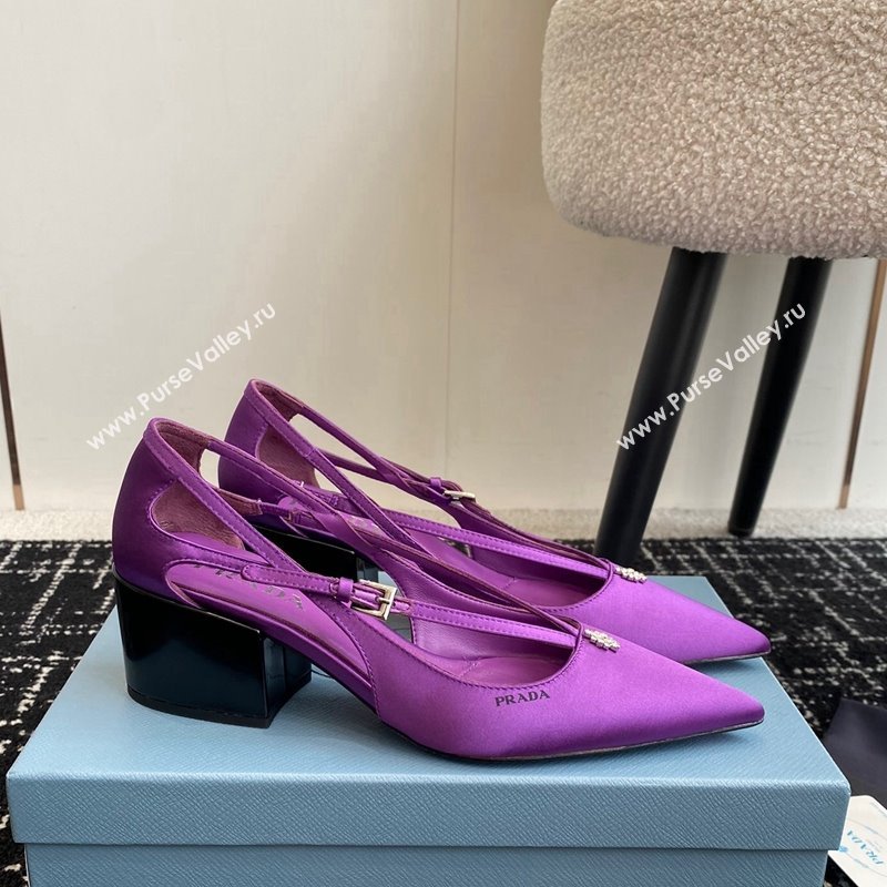 Prada Satin cut-out pumps 6.5cm Purple 2024 1I740N (KL-241115092)