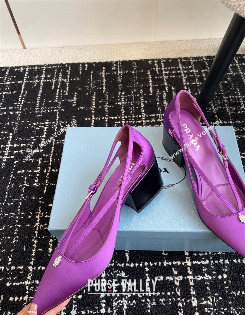 Prada Satin cut-out pumps 6.5cm Purple 2024 1I740N (KL-241115092)