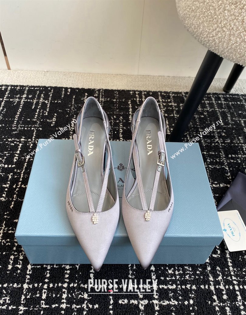 Prada Satin cut-out pumps 6.5cm Grey 2024 1I740N (KL-241115093)